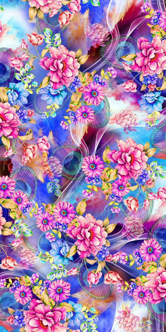 孔雀羽毛印花华亿平台图片