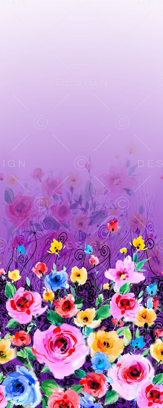 水彩手绘花卉印花华亿平台图片