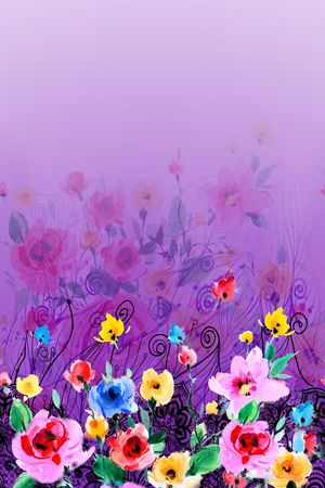 水彩手绘花卉印花华亿平台图片