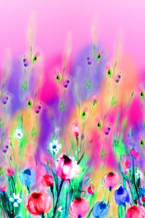 水彩手绘花卉印花华亿平台图片