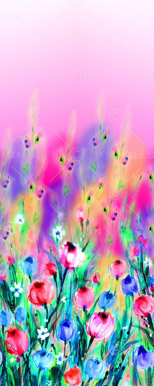 水彩手绘花卉印花华亿平台图片