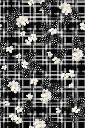 几何黑白格印花华亿平台图片