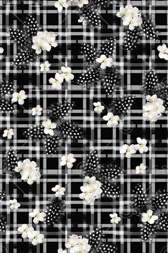 几何黑白格印花华亿平台图片