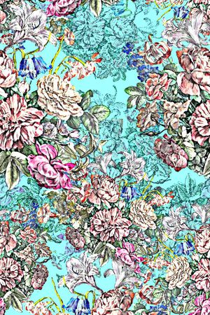 线描花卉印花华亿平台图片