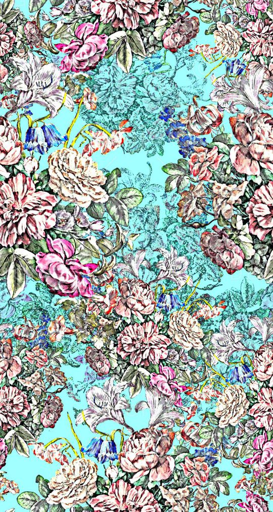 线描花卉印花华亿平台图片