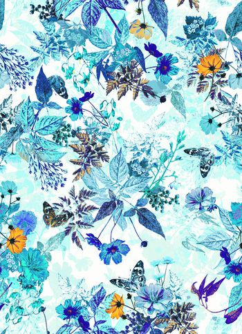 473826-复古 花卉 蝴蝶 时尚 女装 华亿平台