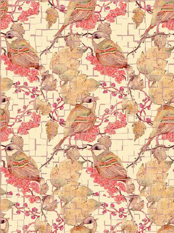 473854-复古小鸟花卉拼贴华亿平台