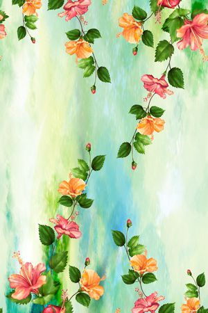 手绘花朵印花华亿平台图片