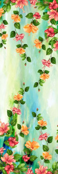 手绘花朵印花华亿平台图片