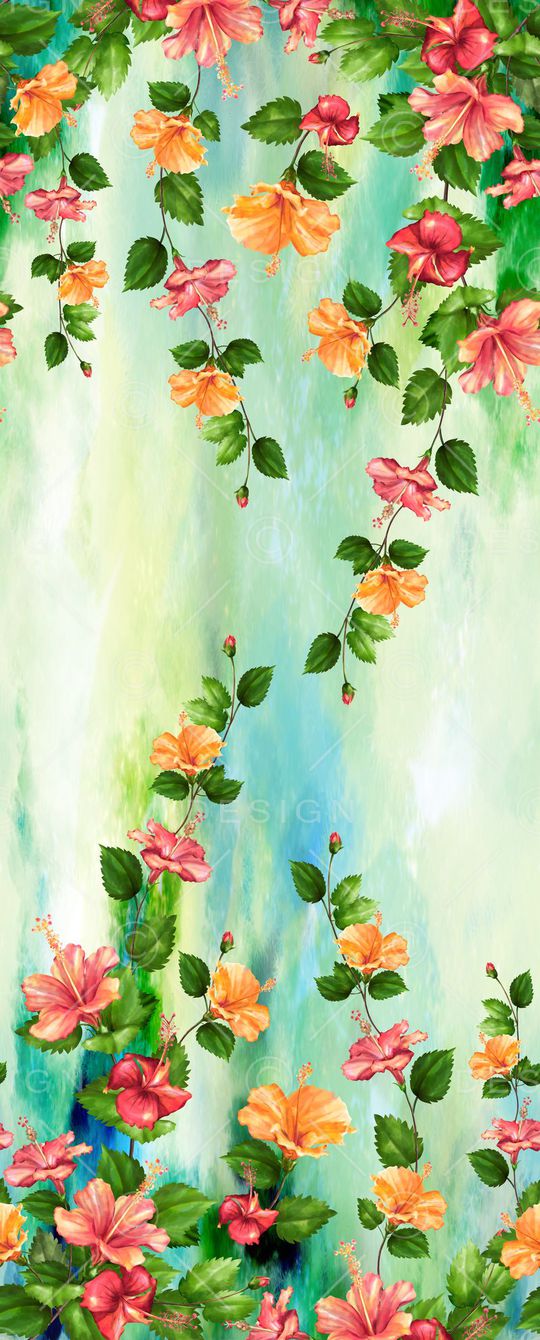 手绘花朵印花华亿平台图片