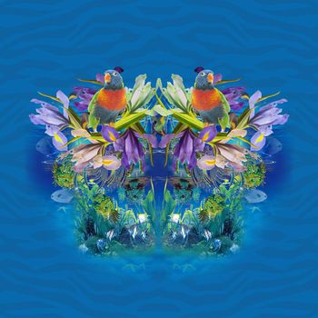 473933-鹦鹉花朵及海底世界