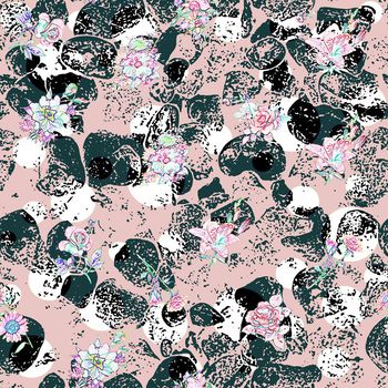 473954-手绘素描线描效果花卉石头纹理圆点组