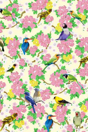 中国风复古手绘印花华亿平台图片