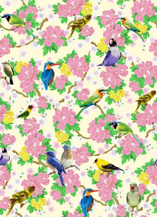 中国风复古手绘印花华亿平台图片