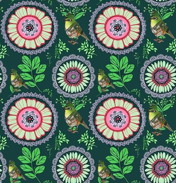 474134-复古时尚蜂鸟花卉组合秋冬华亿平台