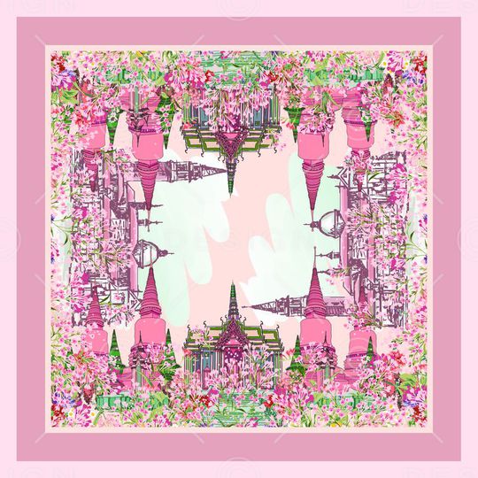 长方丝巾印花华亿平台图片