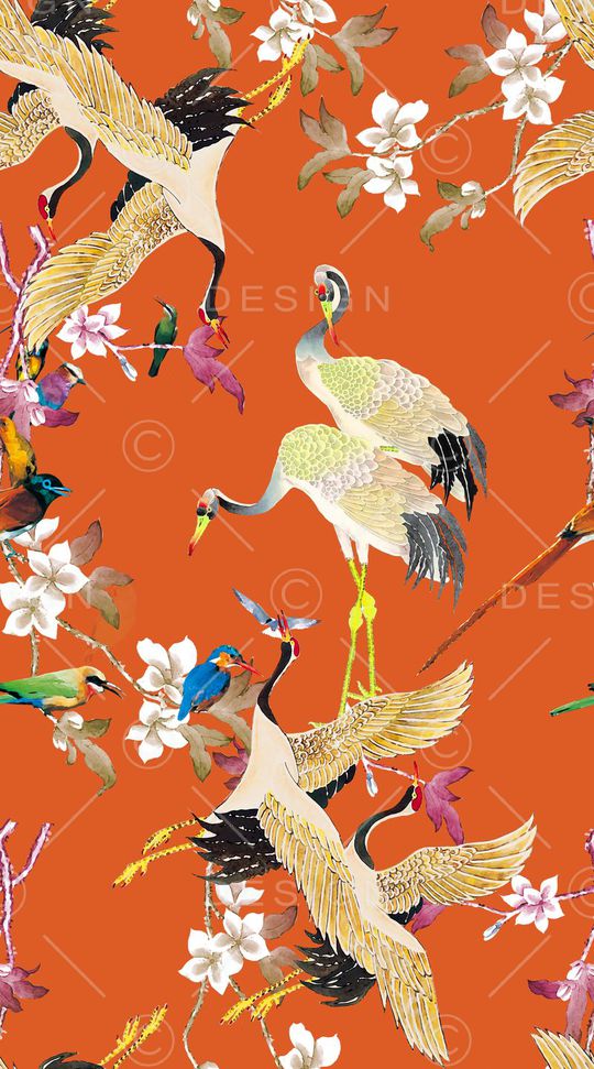 丹顶鹤印花华亿平台图片