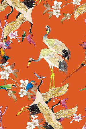 丹顶鹤印花华亿平台图片