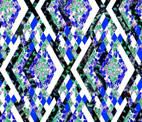 花卉菱形几何印花华亿平台图片