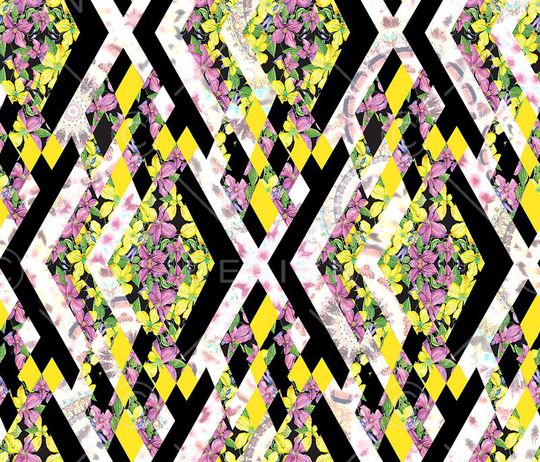 花卉菱形几何印花华亿平台图片