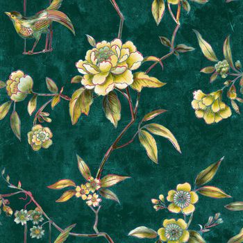 中式花鸟印花华亿平台图片