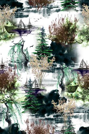 中国风印花华亿平台图片