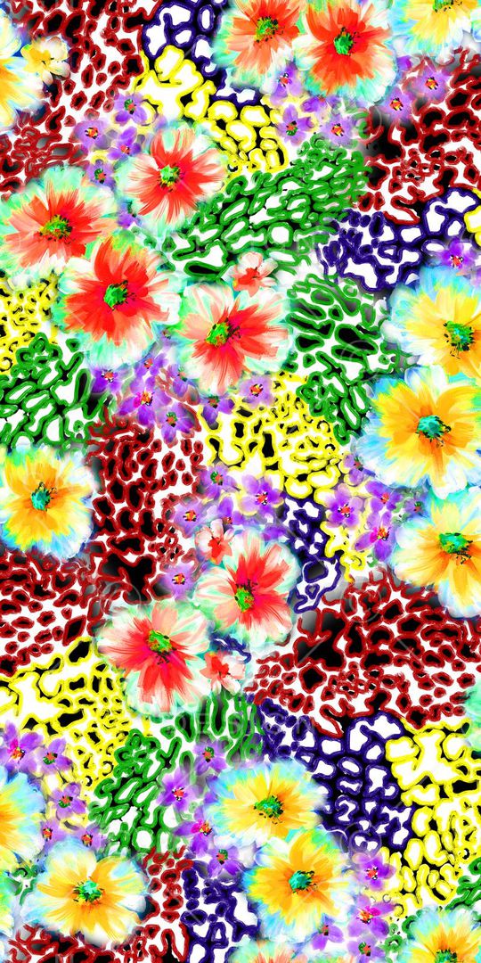 抽象多彩豹纹印花华亿平台图片