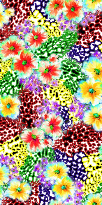 抽象多彩豹纹印花华亿平台图片