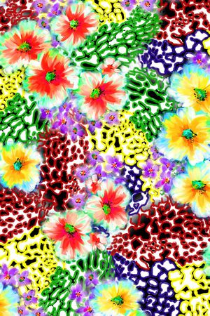 抽象多彩豹纹印花华亿平台图片