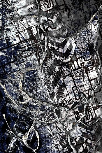 474773-欧美复古休闲创意T恤图案 玻璃破碎