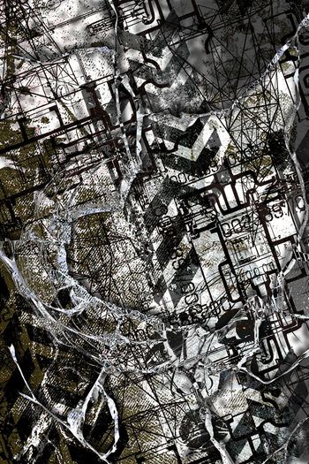 474774-欧美复古休闲创意T恤图案 玻璃破碎