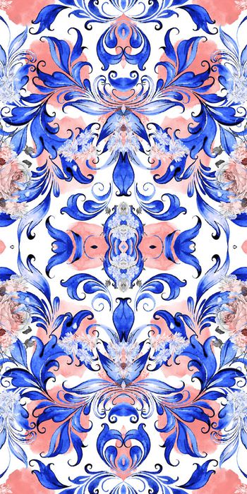 474808-中国风青花瓷花卉淡色水墨点笔触一花