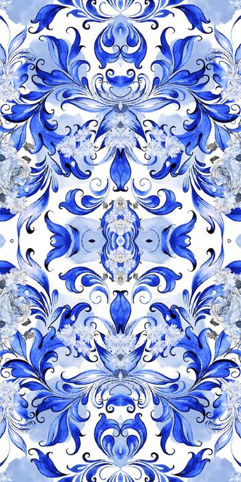 474809-中国风青花瓷花卉淡色水墨点笔触一花