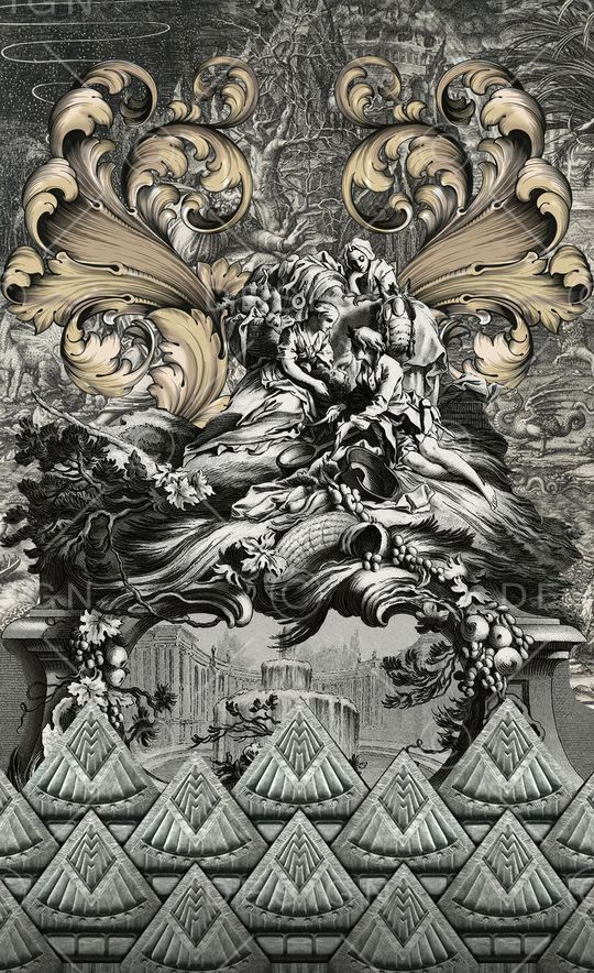 插画复古印花华亿平台图片