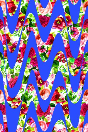 时尚大波浪印花华亿平台图片