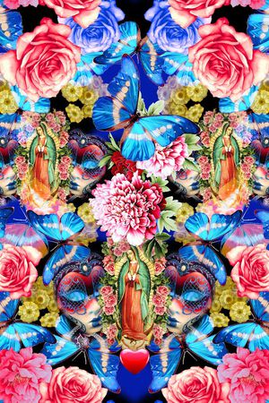 蝴蝶 面具印花华亿平台图片