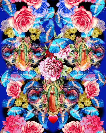 蝴蝶 面具印花华亿平台图片