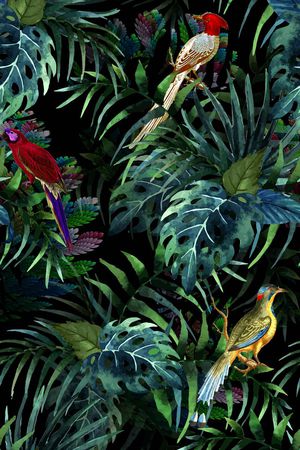 热带风情印花华亿平台图片