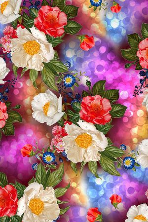 时尚油画花卉印花华亿平台图片