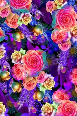 时尚花卉印花华亿平台图片