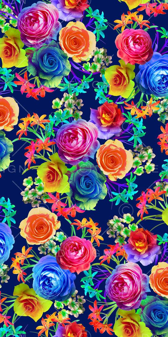 时尚 多彩 玫瑰花印花华亿平台图片