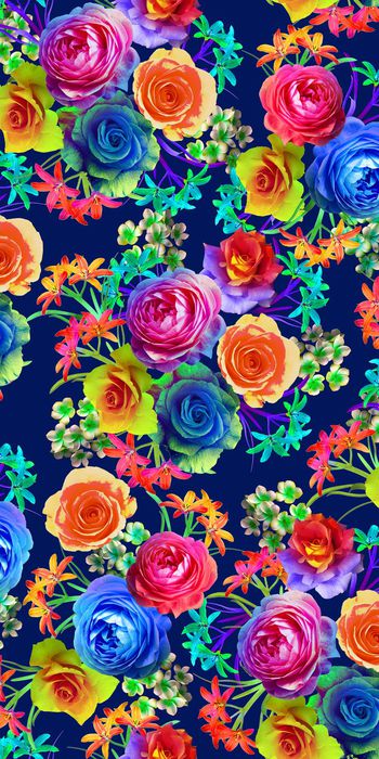 时尚 多彩 玫瑰花印花华亿平台图片