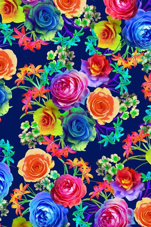 时尚 多彩 玫瑰花印花华亿平台图片