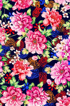 时尚手绘玫瑰花印花华亿平台图片