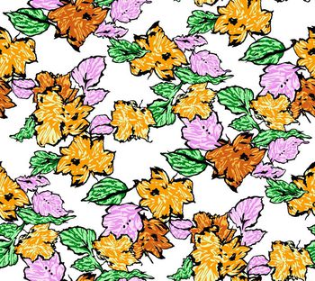 多彩树叶印花华亿平台图片