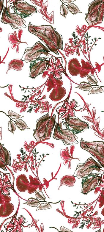 475666-复古 涂鸦系列 手绘 叶子 女装裙