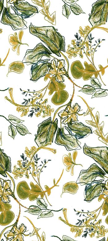 475667-复古 涂鸦系列 手绘 叶子 女装裙