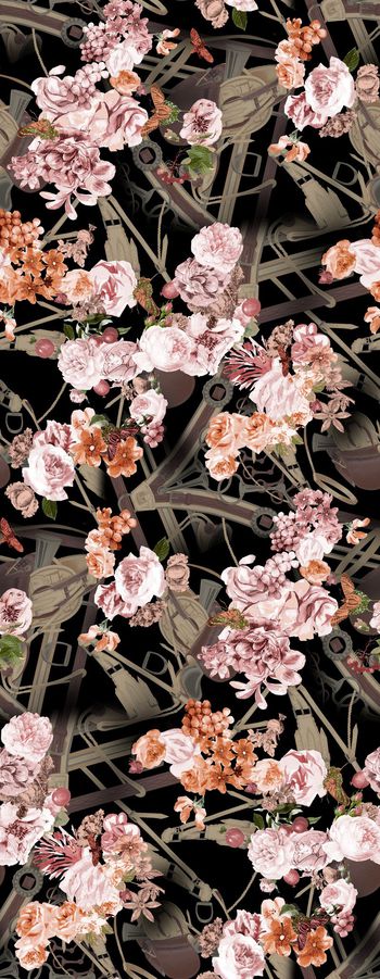 475875-复古 时尚 富贵 花卉 金属锁扣 