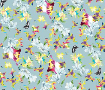 476013-个性时尚抽象花卉组合数码印花