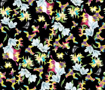 476016-个性时尚抽象花卉组合数码印花